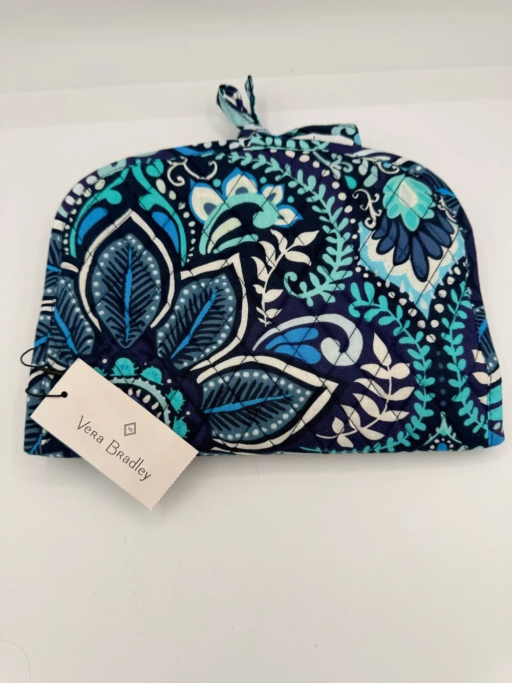 Vera Bradley Navy & Aqua Paisley Quilted Cosmetic Pouch